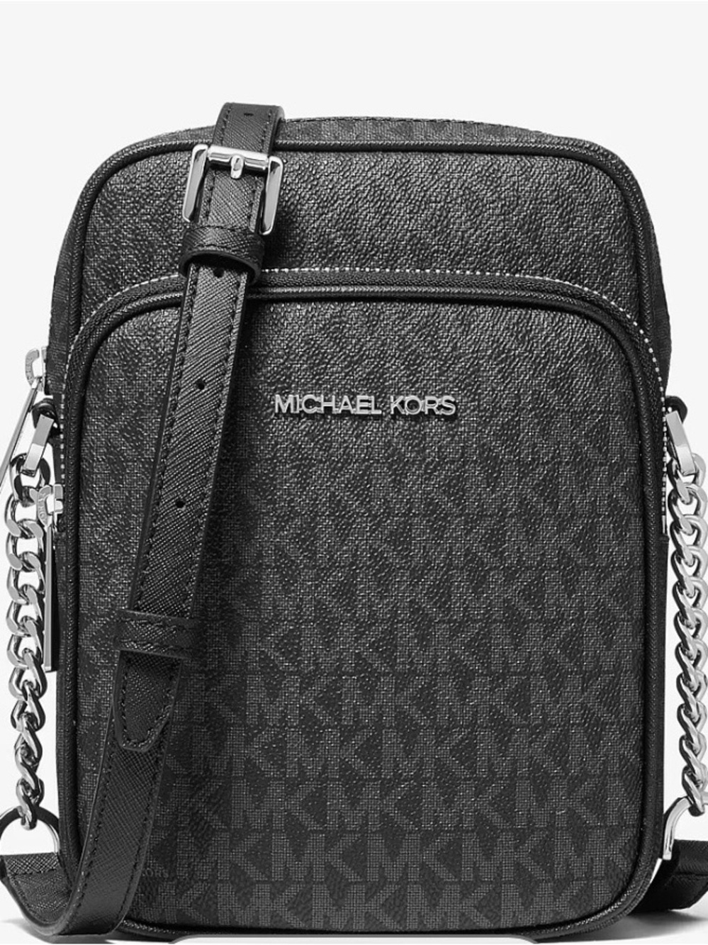 Michael Kors Black MK Logo Monogram Crossbody Phone Pouch